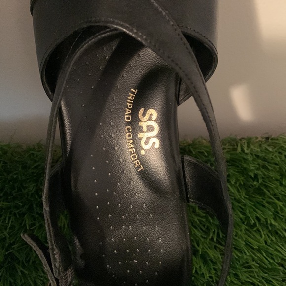 SAS BLACK LEATHER SUNTIMER SANDALS 7.5 N - Picture 2 of 4
